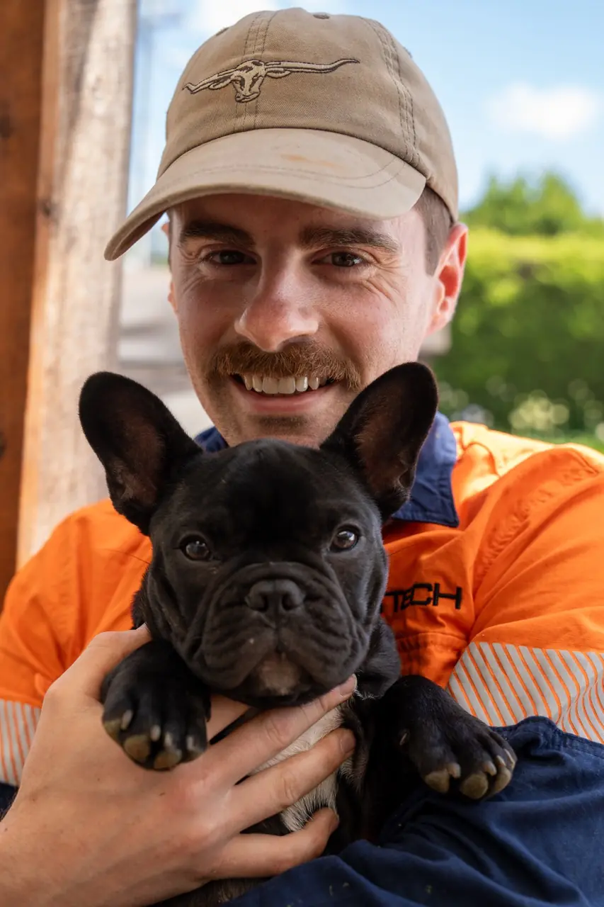 JPG Tech owner Jake Gretton with his dog