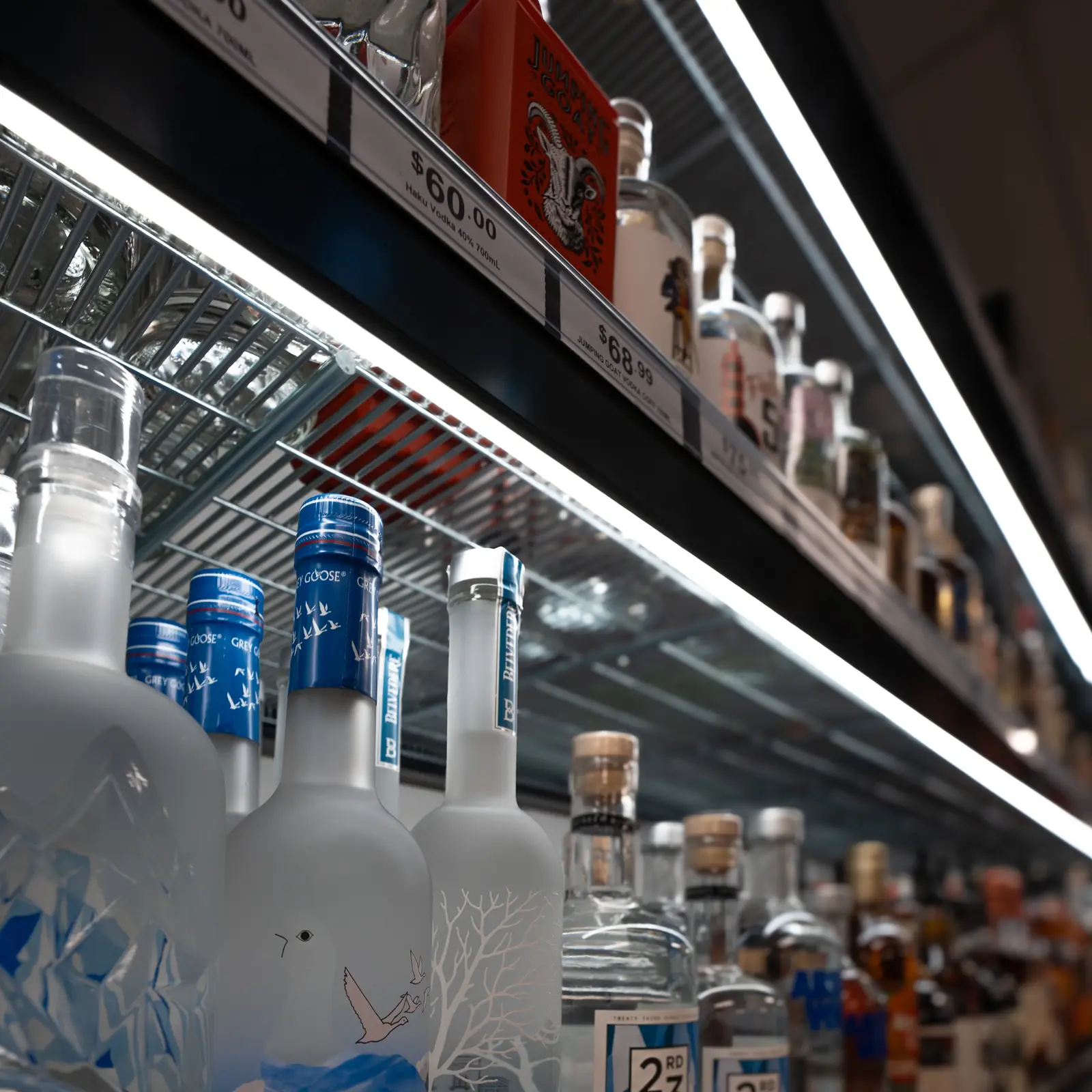 Backlit spirits shelving with new LED strip lighting, Monbulk Cellarbrations