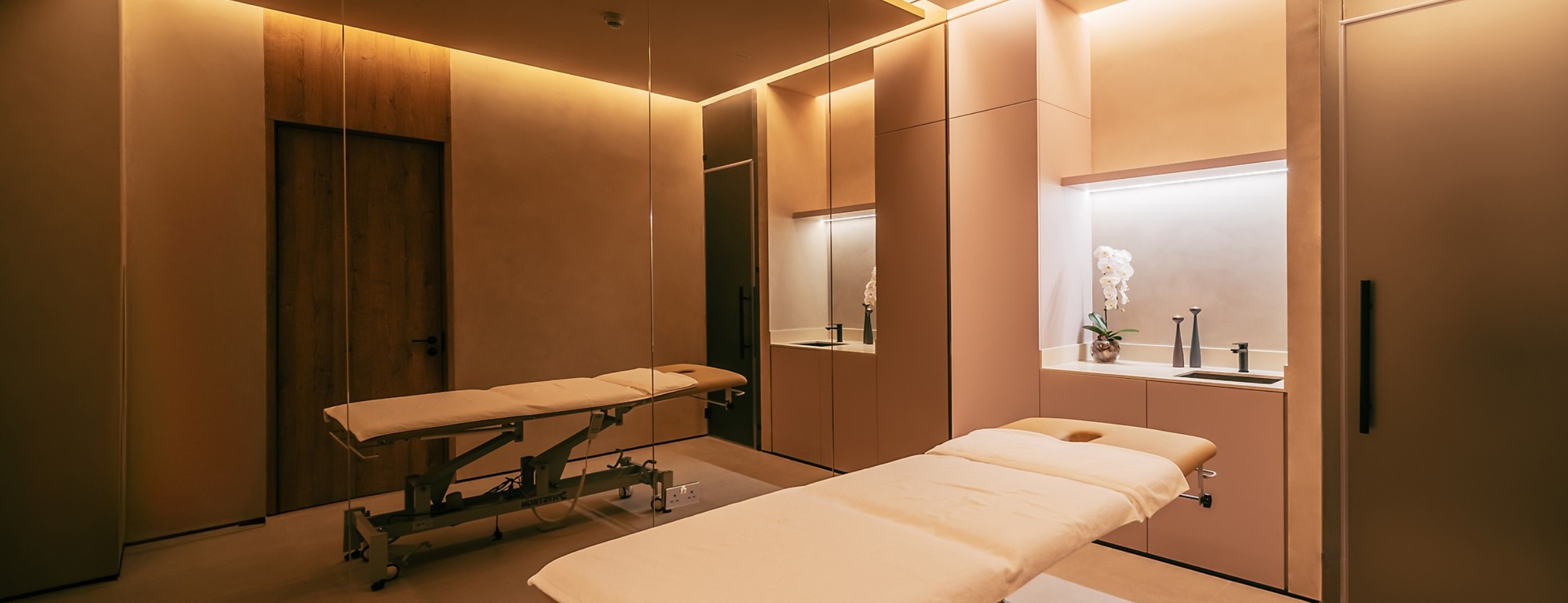Modern wellness therapy treatment room designed for relaxation, recovery, and holistic healing.