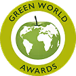 Green World Awards logo recognizing LiquiDonate for environmental excellence and innovation in sustainable retail logistics.
