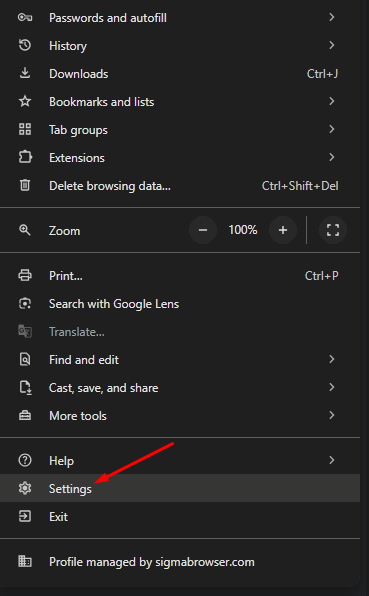 Click on Settings Google Chrome