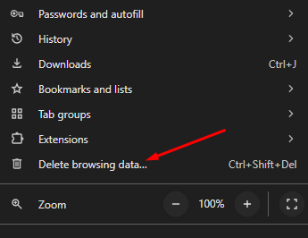 Delete browsing data