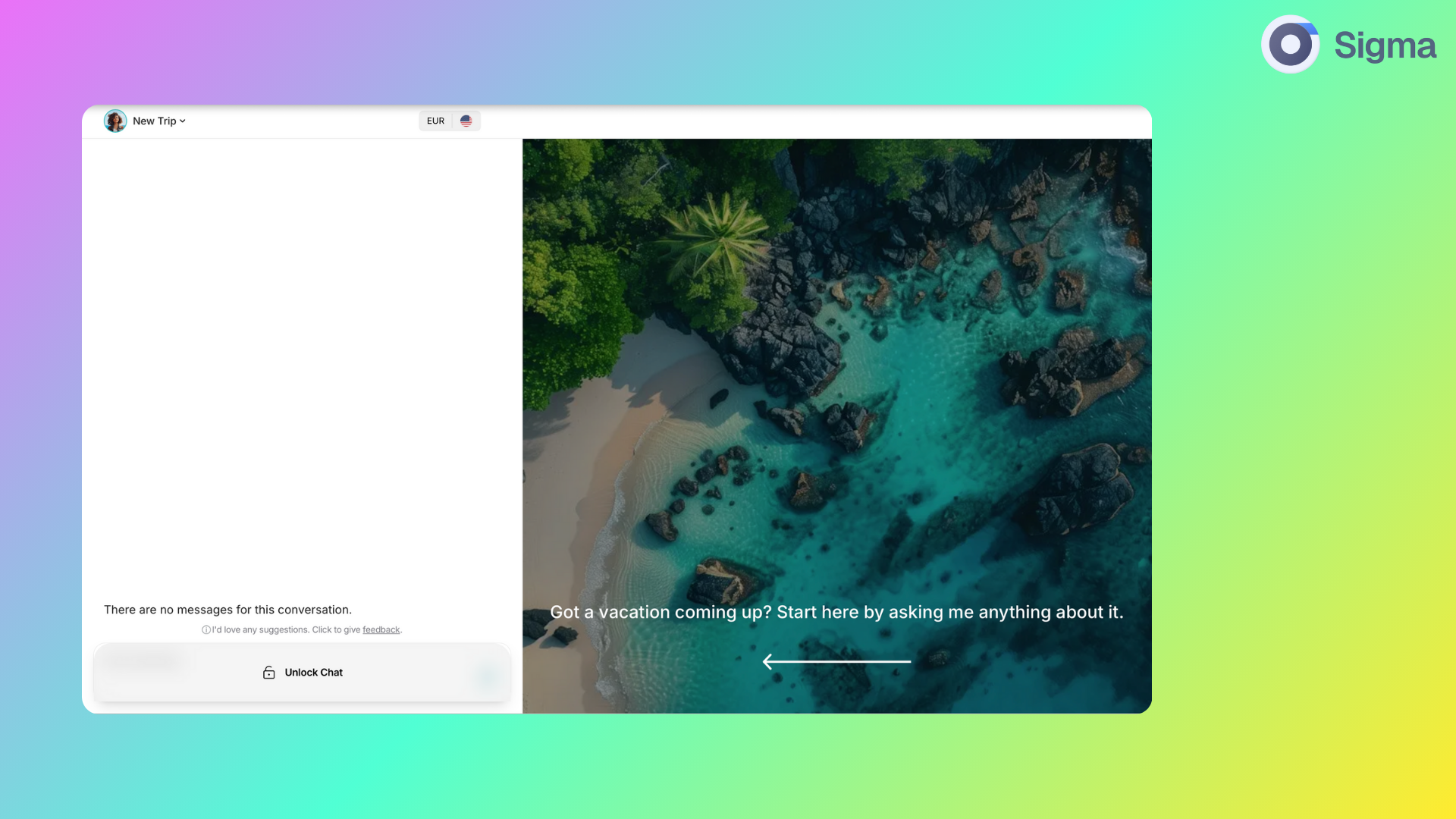 trip planner interface