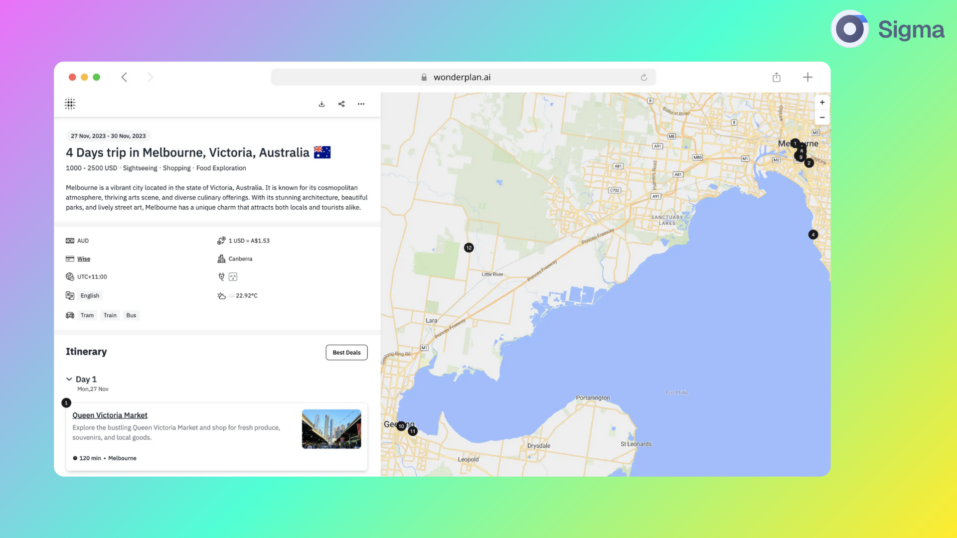 wonderplan interface