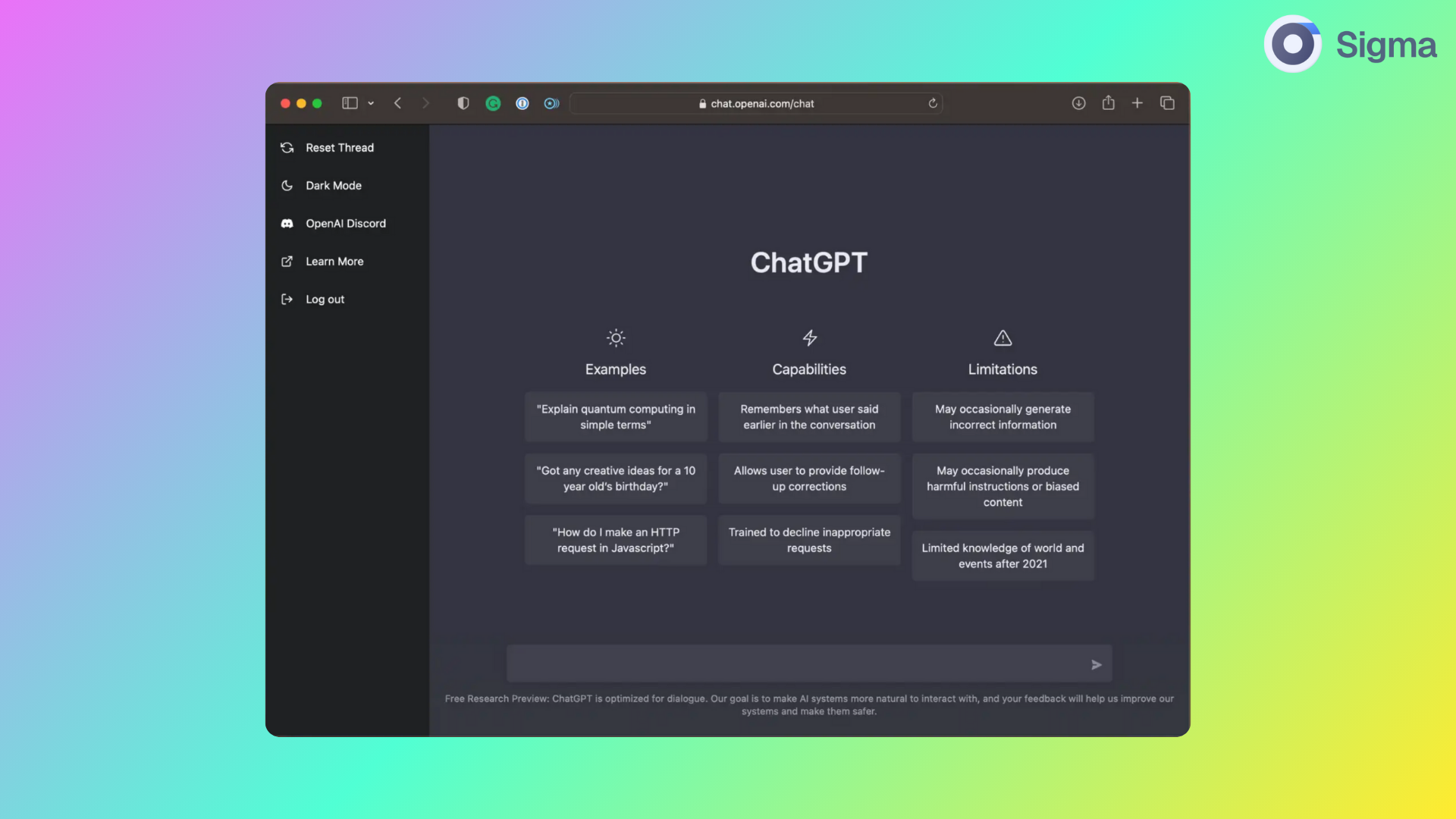 chatGPT interface