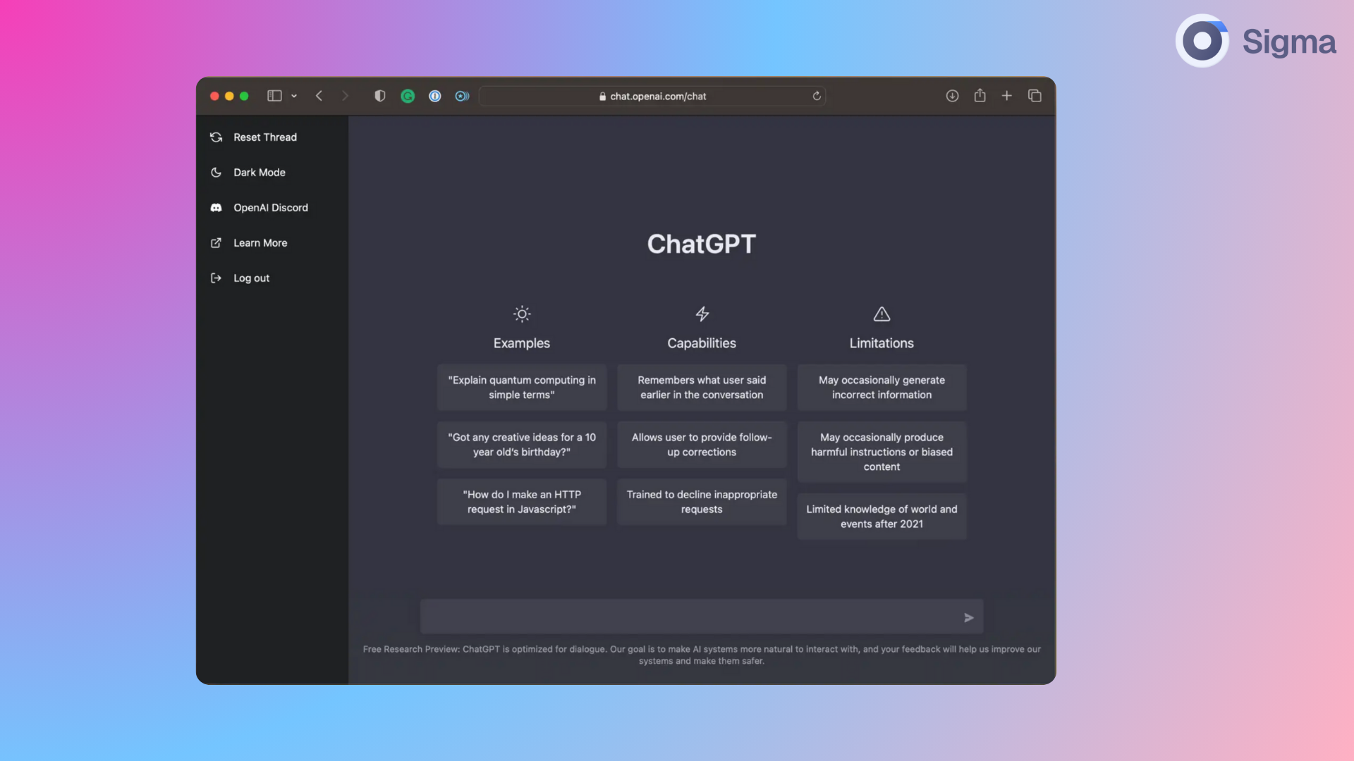 ChatGpt interface