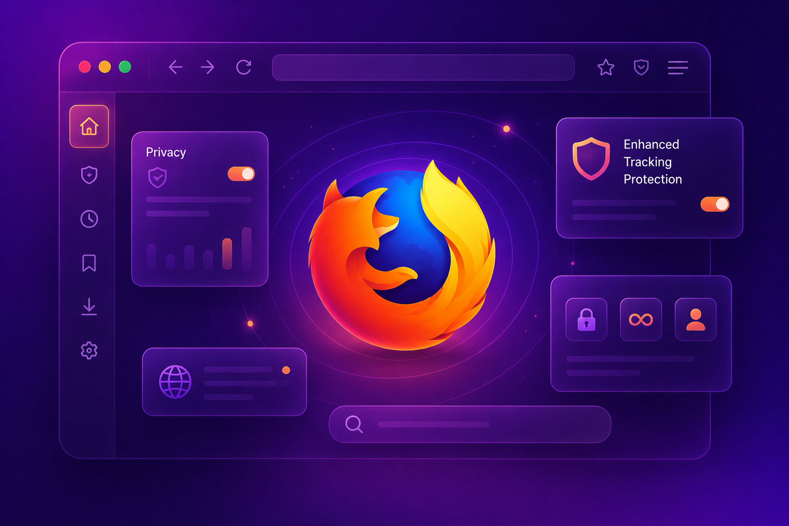 Firefox Browser privacy-focused workspace illustration