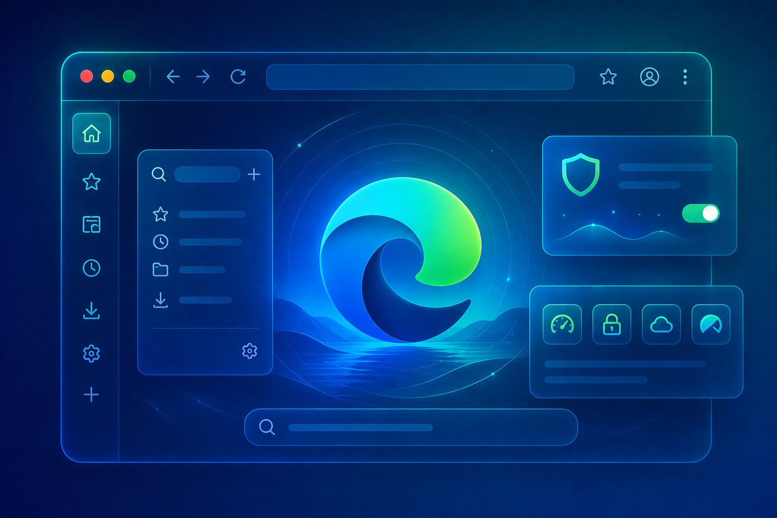 Microsoft Edge productivity browser interface illustration