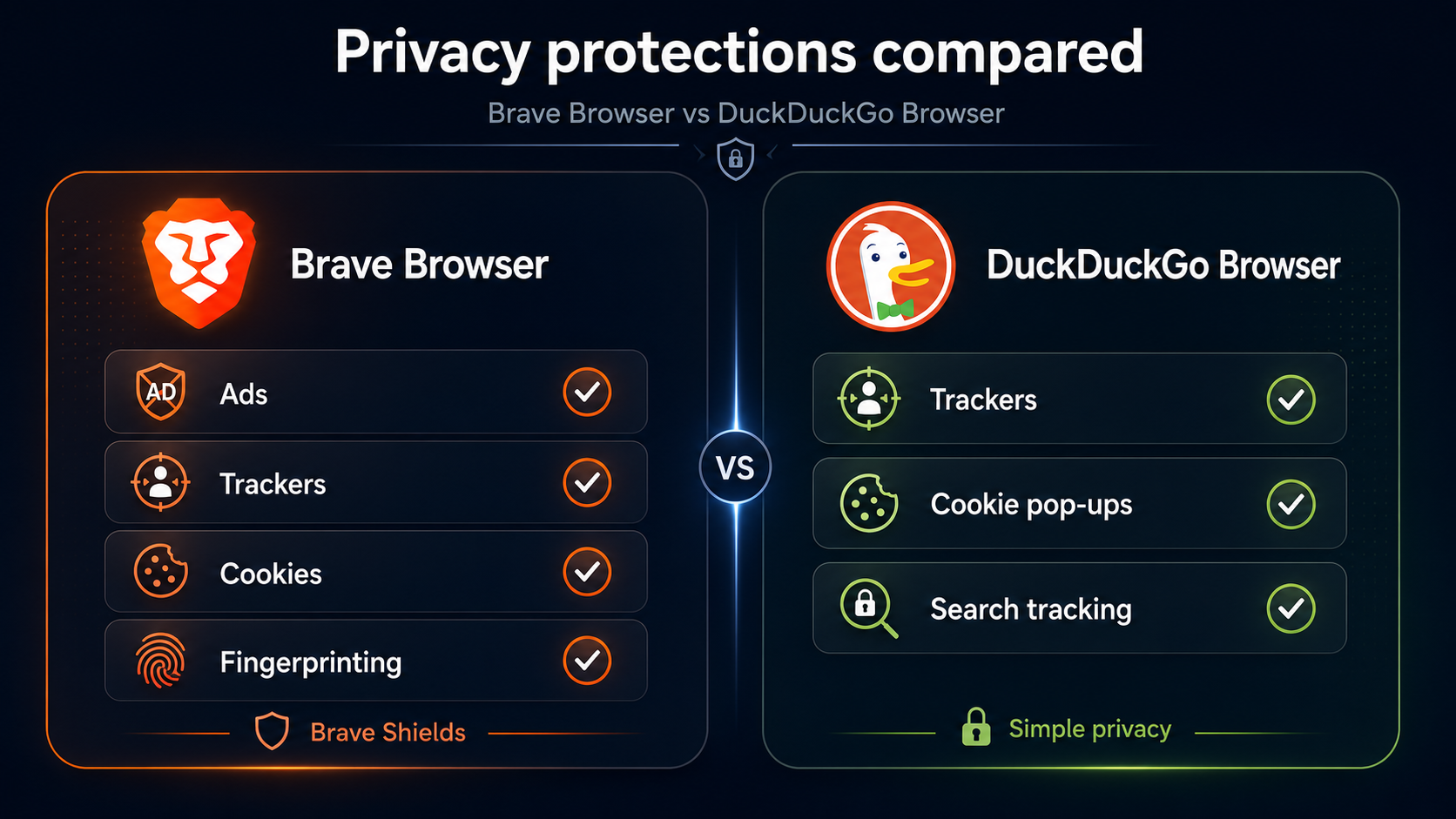 Brave Shields and DuckDuckGo privacy protections compared