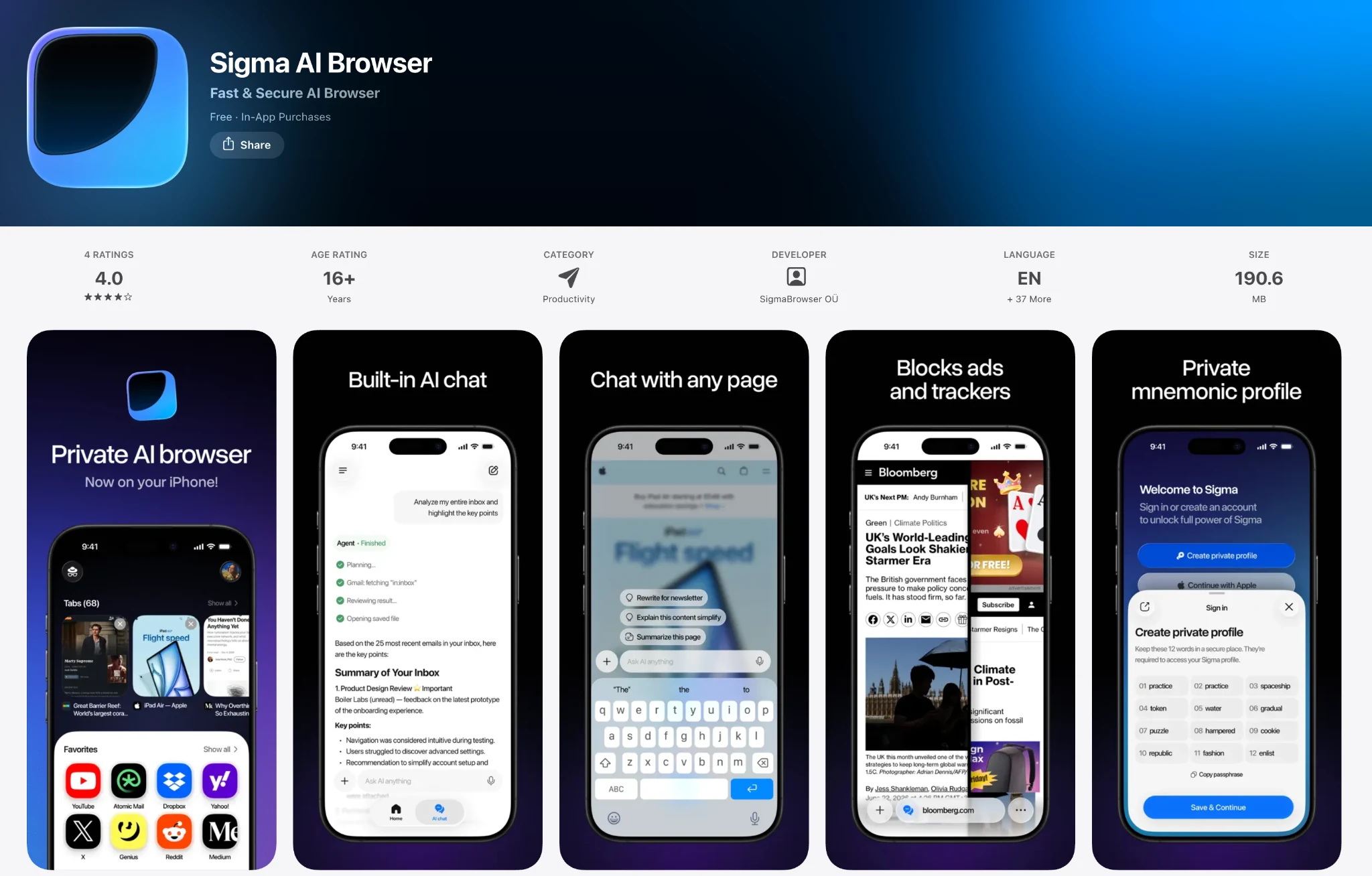 Sigma AI Browser on the App Store
