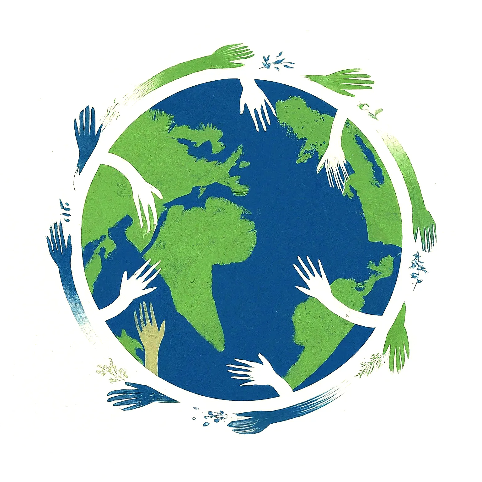Image showcasing hands around the world telling about MLT Family Foundation commitment to Social/Ethical Focus