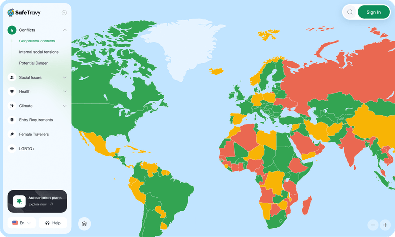 Contingency World Map Wars Map: High-Tension Areas Worldwide | SafeTravy’s Conflict Map
