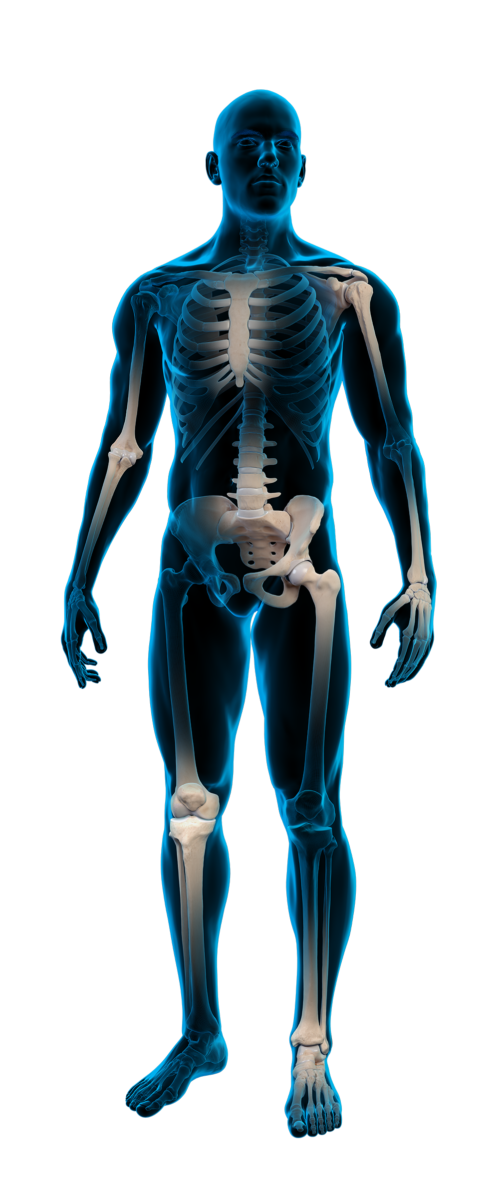 Anatomische röntgenfoto van een menselijk lichaam met focus op alle gebieden van osteoartritis.