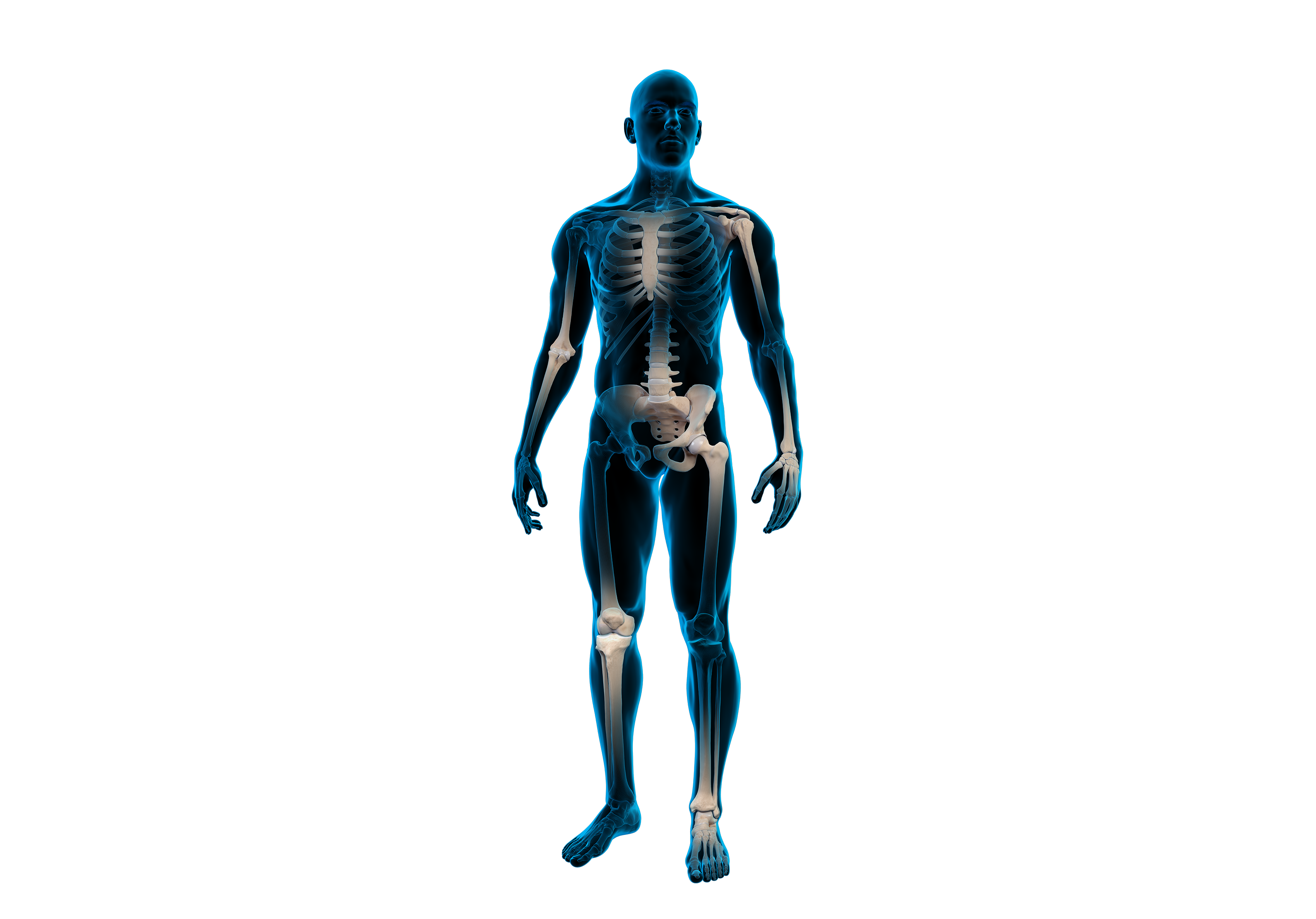 Anatomische röntgenfoto van een menselijk lichaam met focus op alle gebieden van osteoartritis.