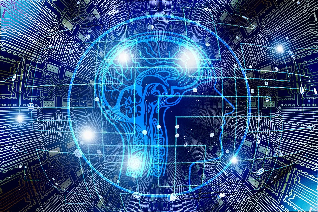 Illustration of an AI-powered brain on a digital circuit board, representing the physical AI and machine learning intelligence required to bridge the gap between warehouse management system data and real-world ground truth inventory accuracy.