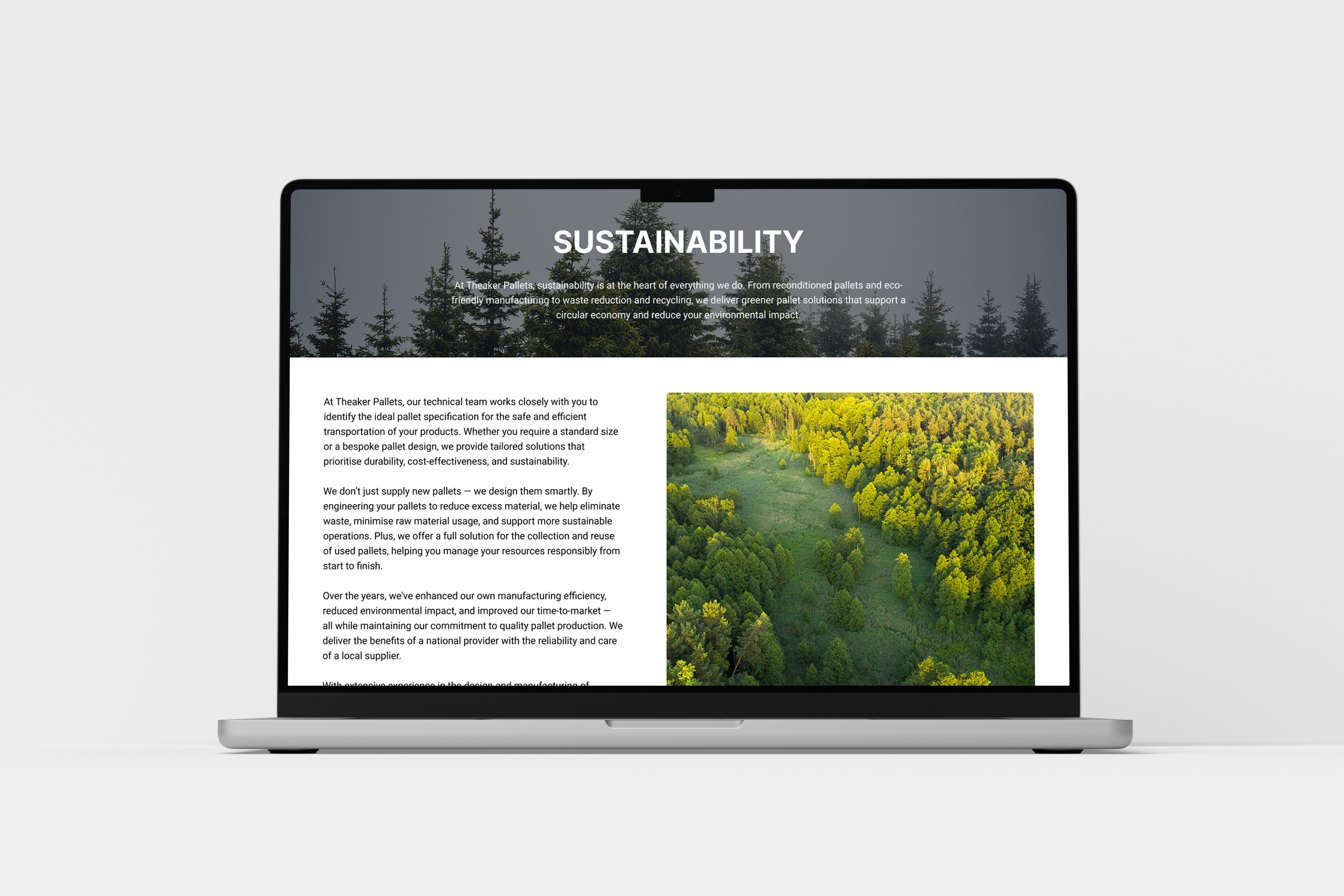 Theaker Pallets website design by Chapter Two Studios