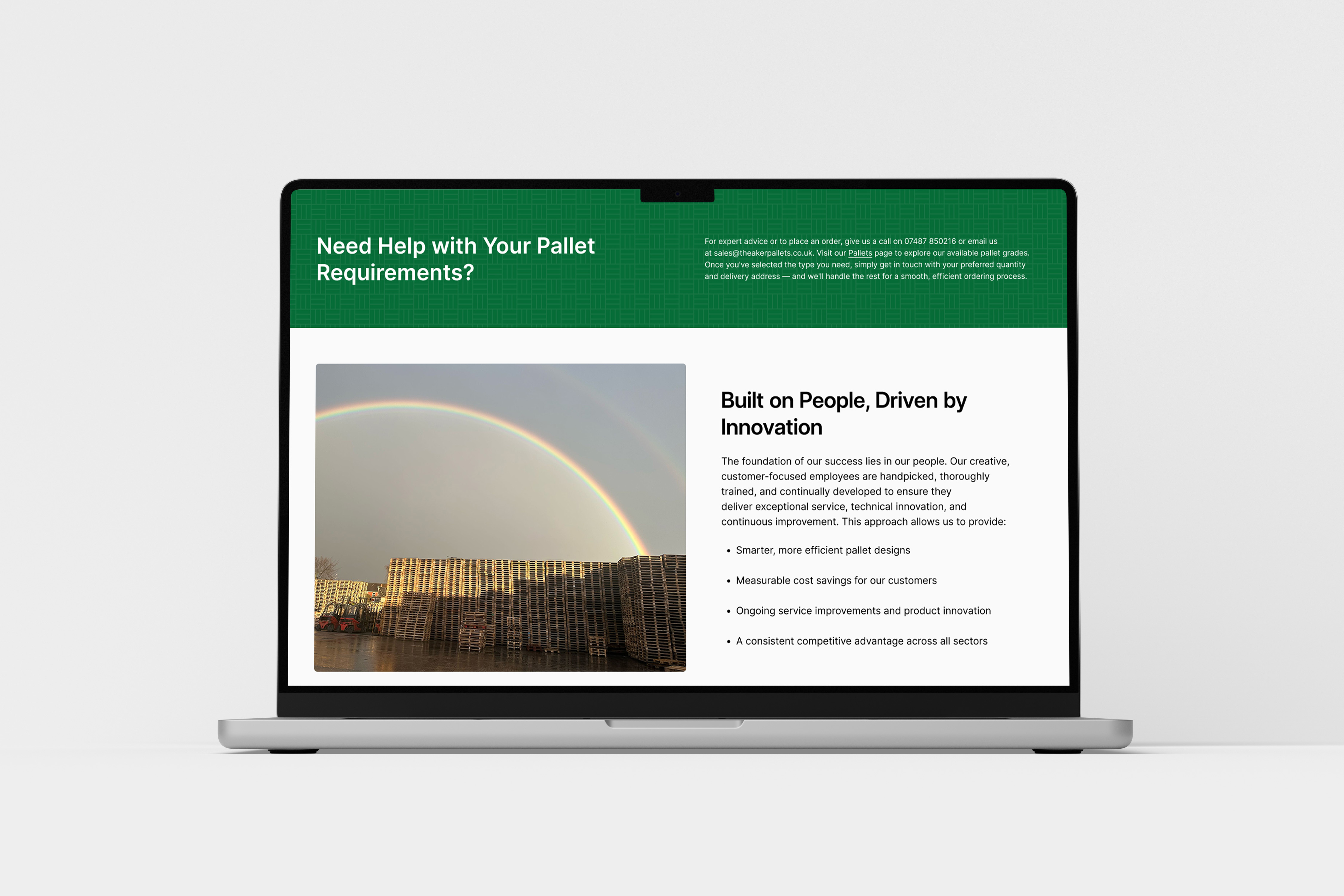 Theaker Pallets website design by Chapter Two Studios