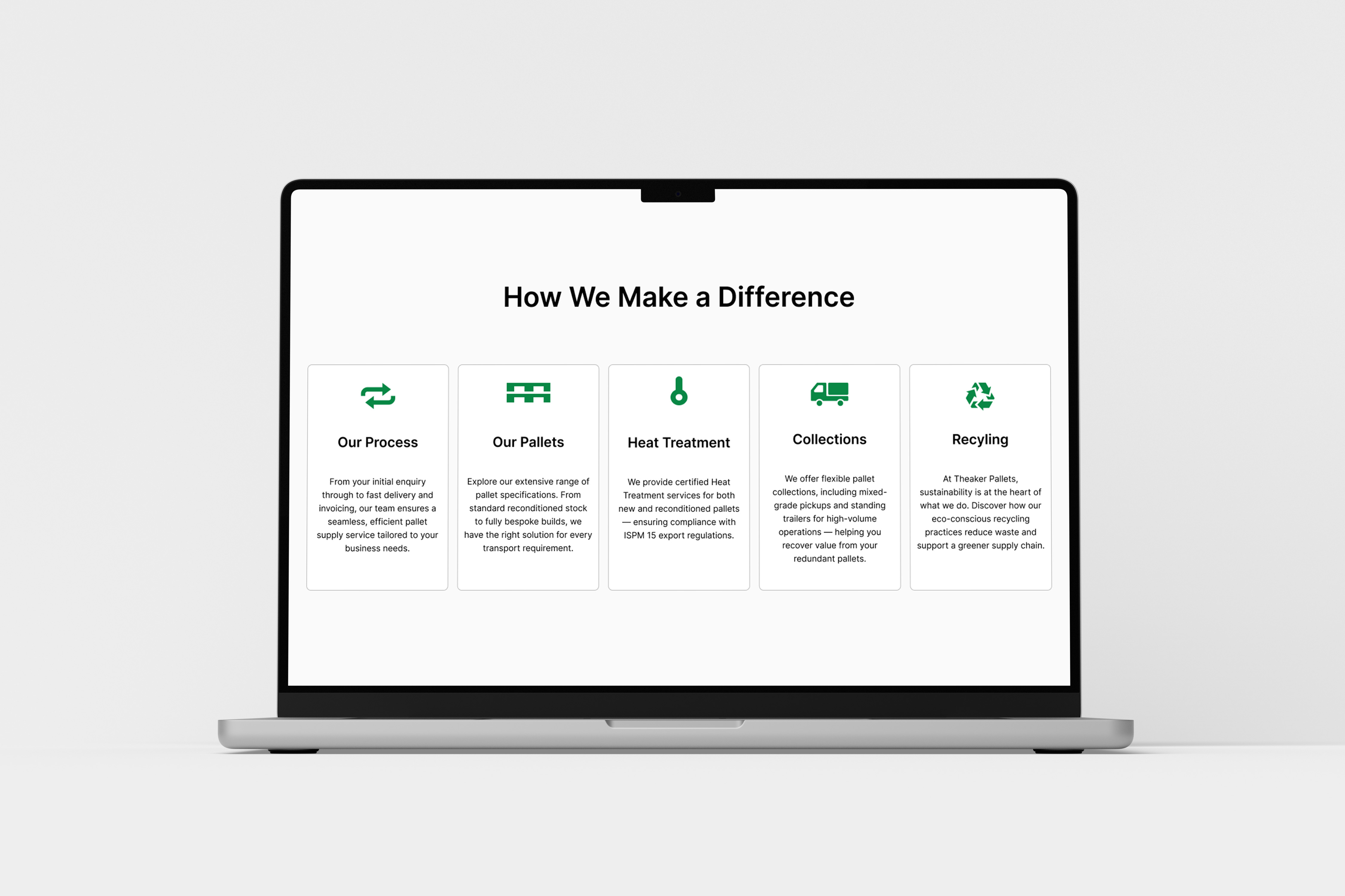 Theaker Pallets website design by Chapter Two Studios