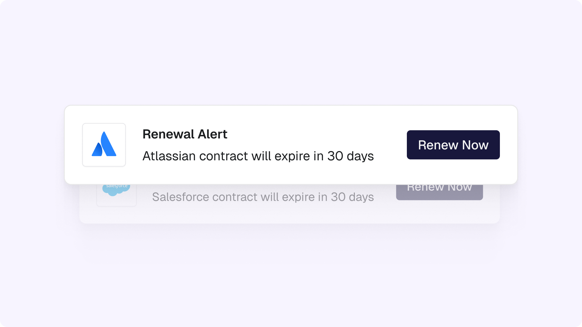 Renewal alert notifications for Salesforce and Atlassian contracts
