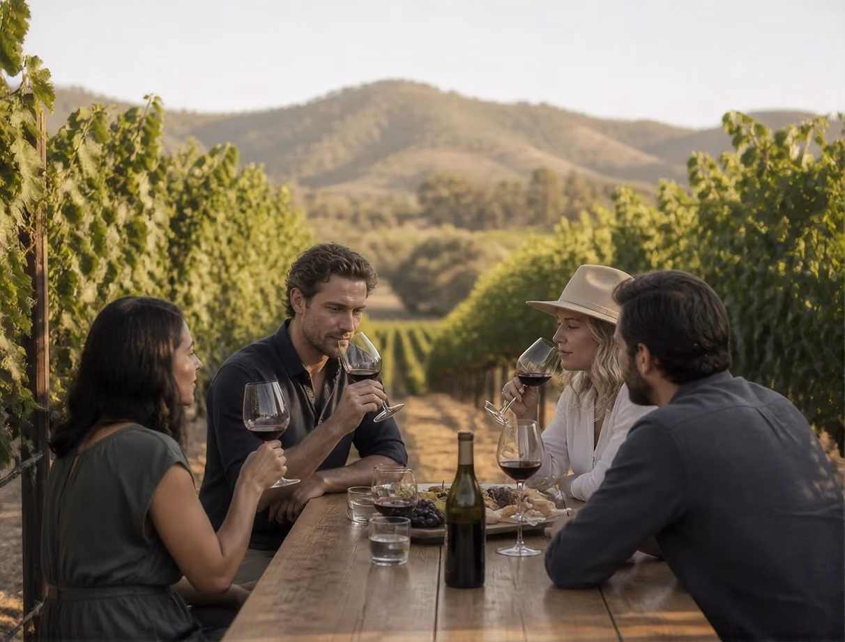 Wine tasting in a Napa vineyard
