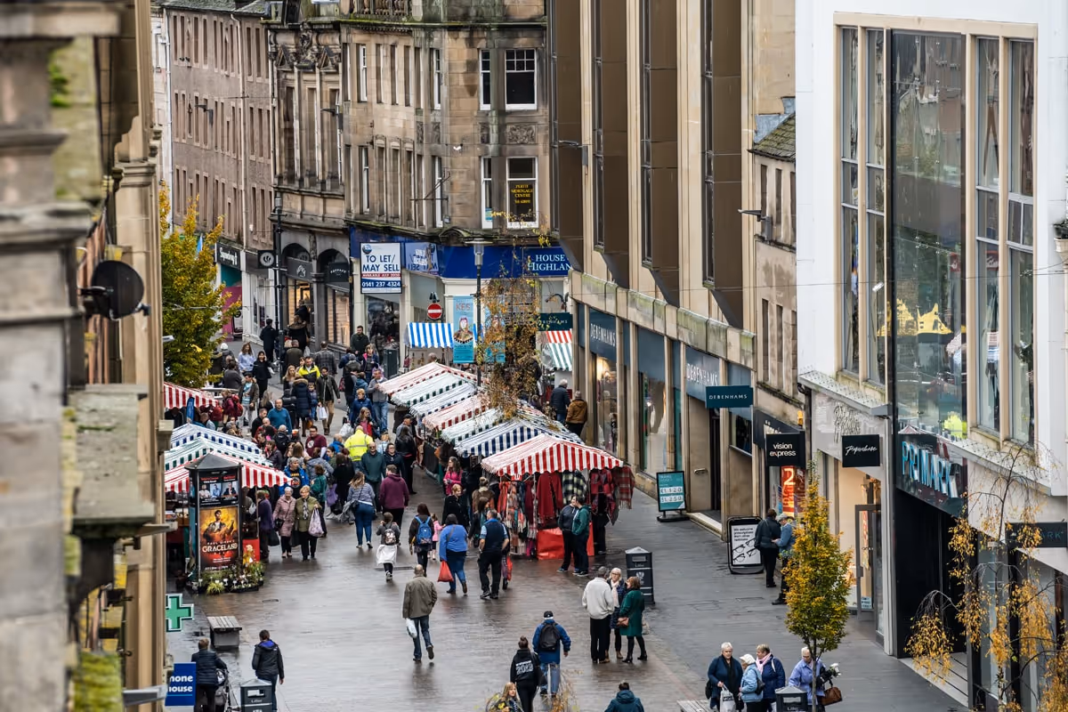 Perth main street showing a variety of businesses both retailers and local businesses. Website design services being used to enhance business growth and client trust.