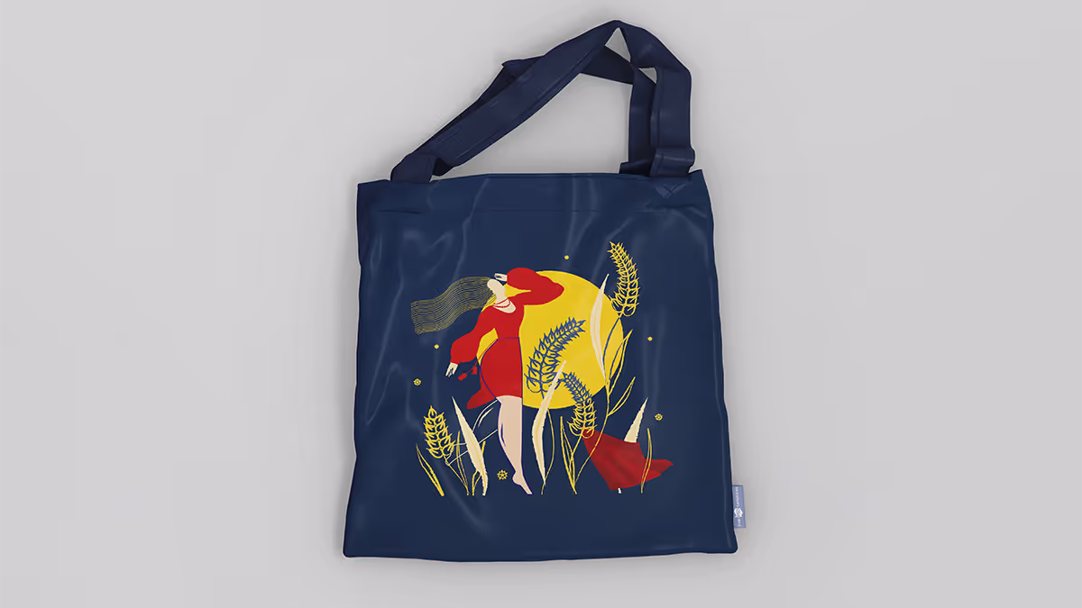 bag with girl illustration