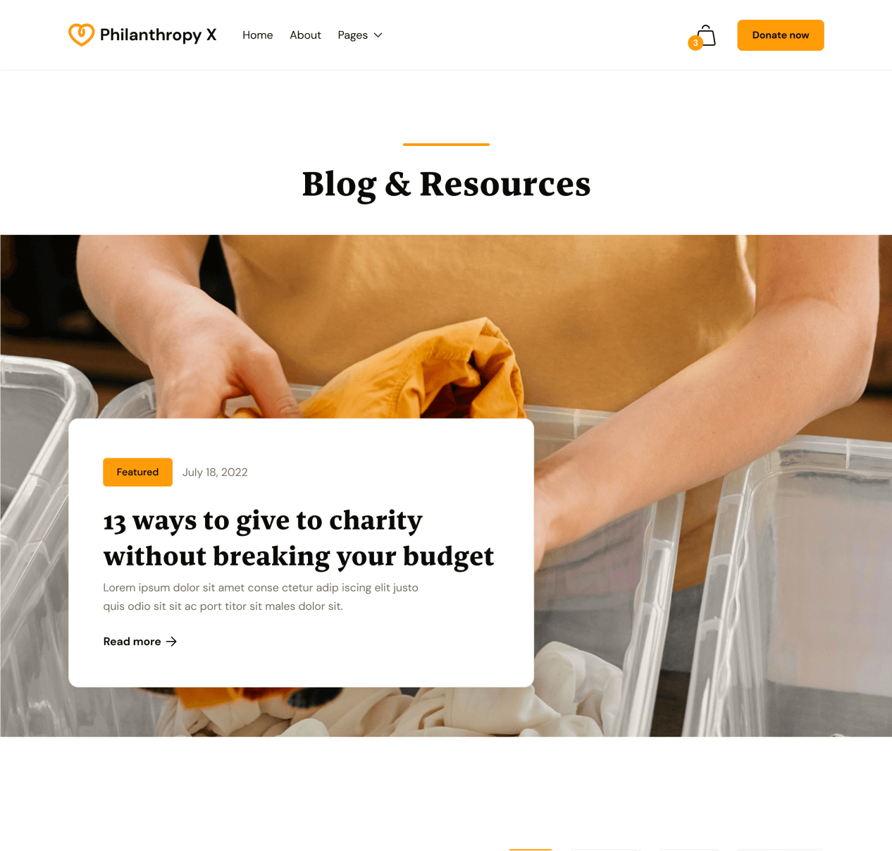 Philanthropy X - Blog page - Charity Webflow Template