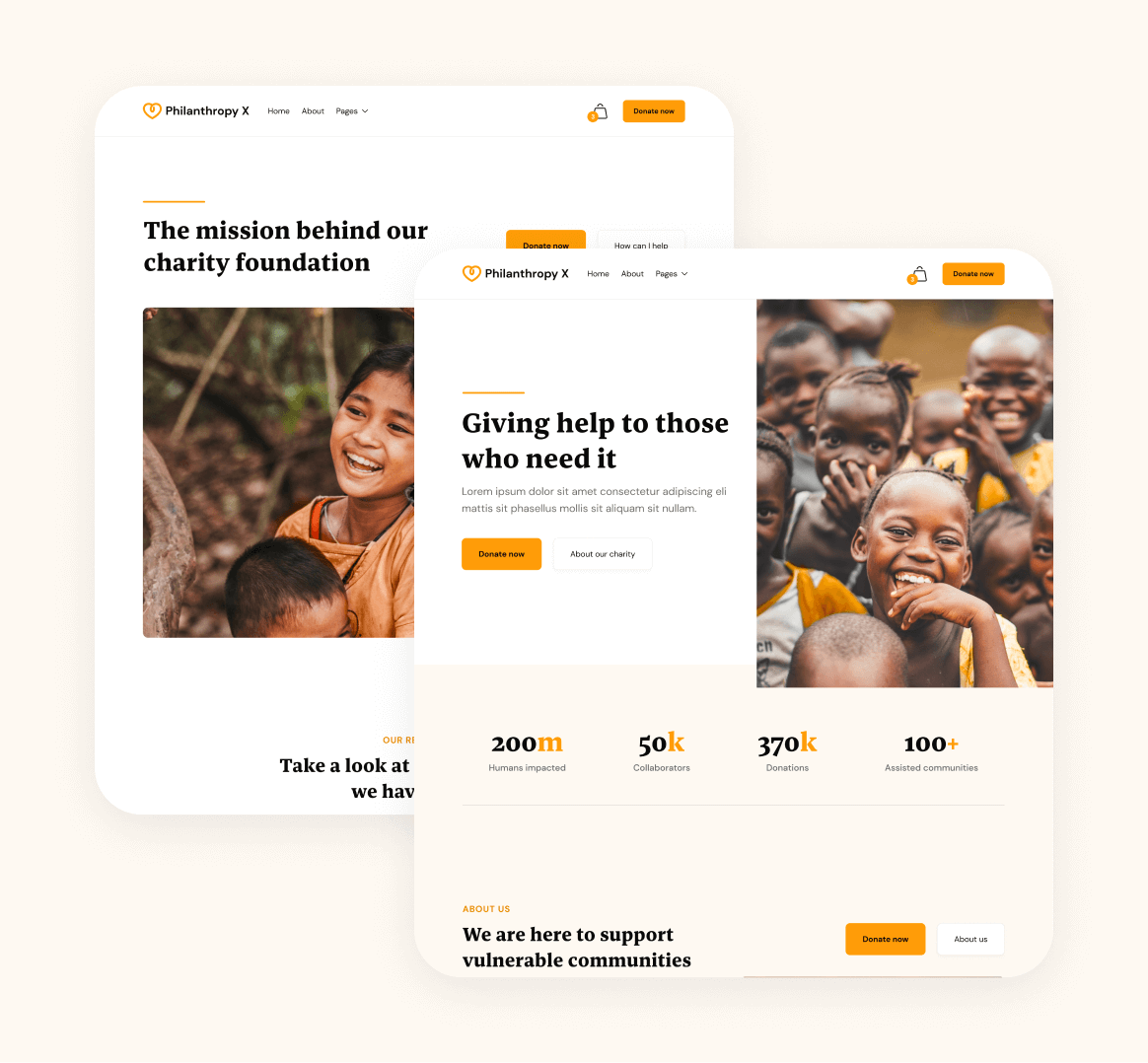 Philanthropy X - 10 Pages Included - Charity Webflow Template