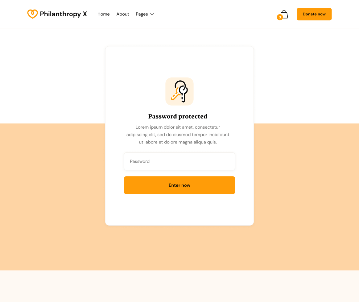 Philanthropy X - Password Protected page - Charity Webflow Template