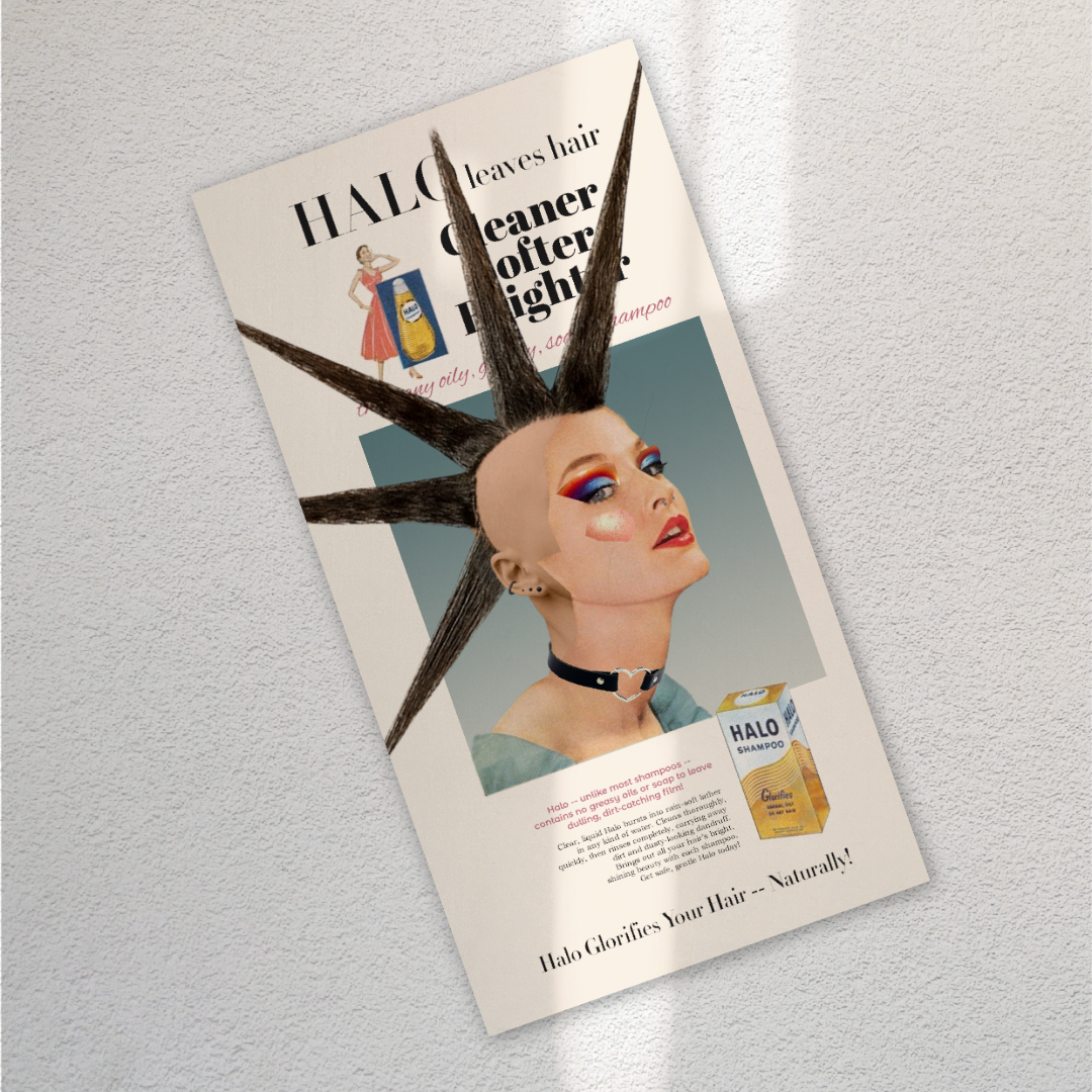 A collage style image of Halo Shampoo Product