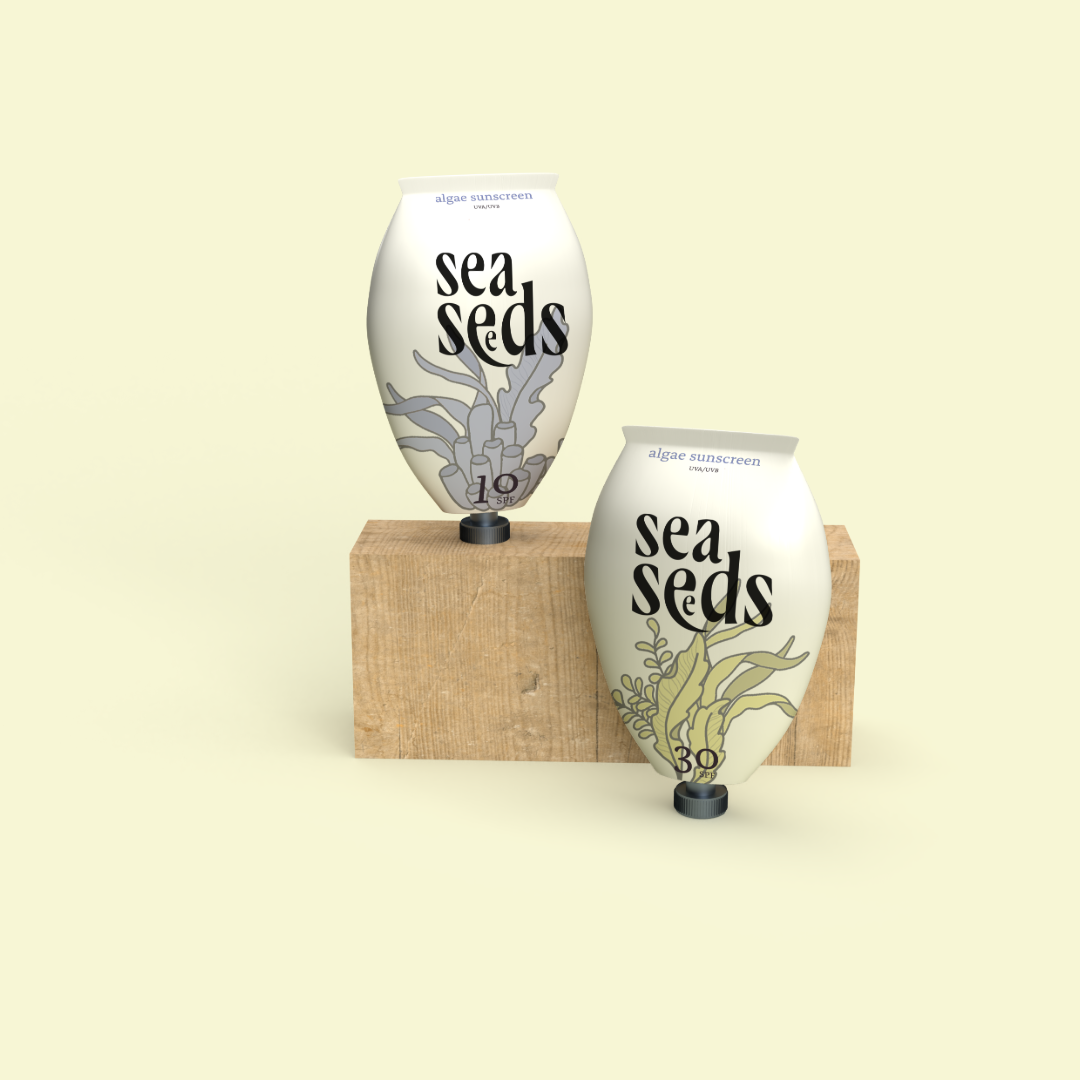 Two sunscreen prodcuts created with  a 3D modeling program