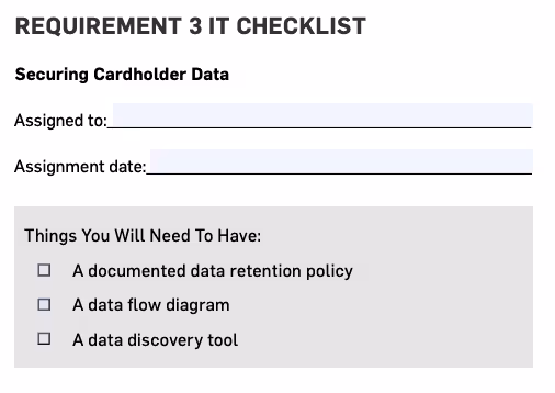 Requirement 3 checklist