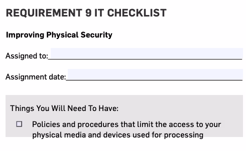 PCI DSS Requirement 9 IT Checklist
