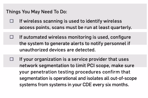 Things you may need to do for PCI DSS Requirement 11