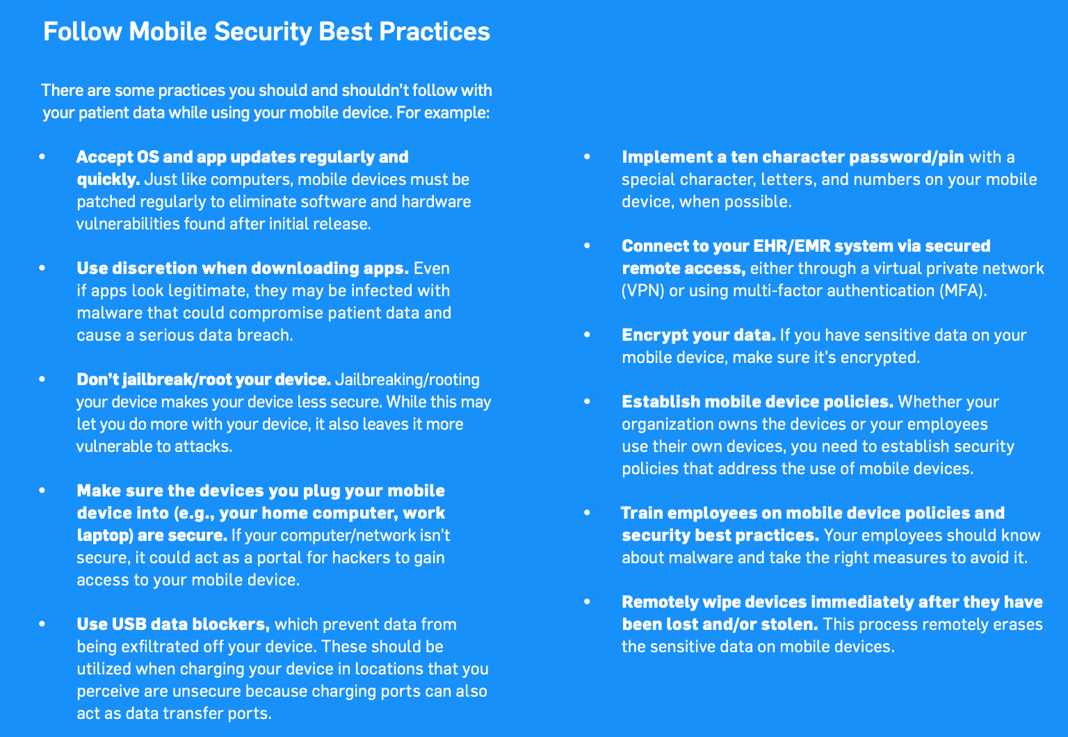 Follow Mobile Security Best Practices