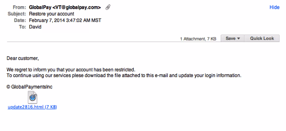 Legit companies don’t request your sensitive information via email