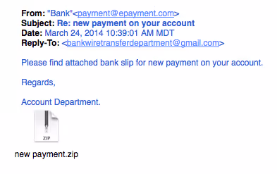 Accounting department phishing example