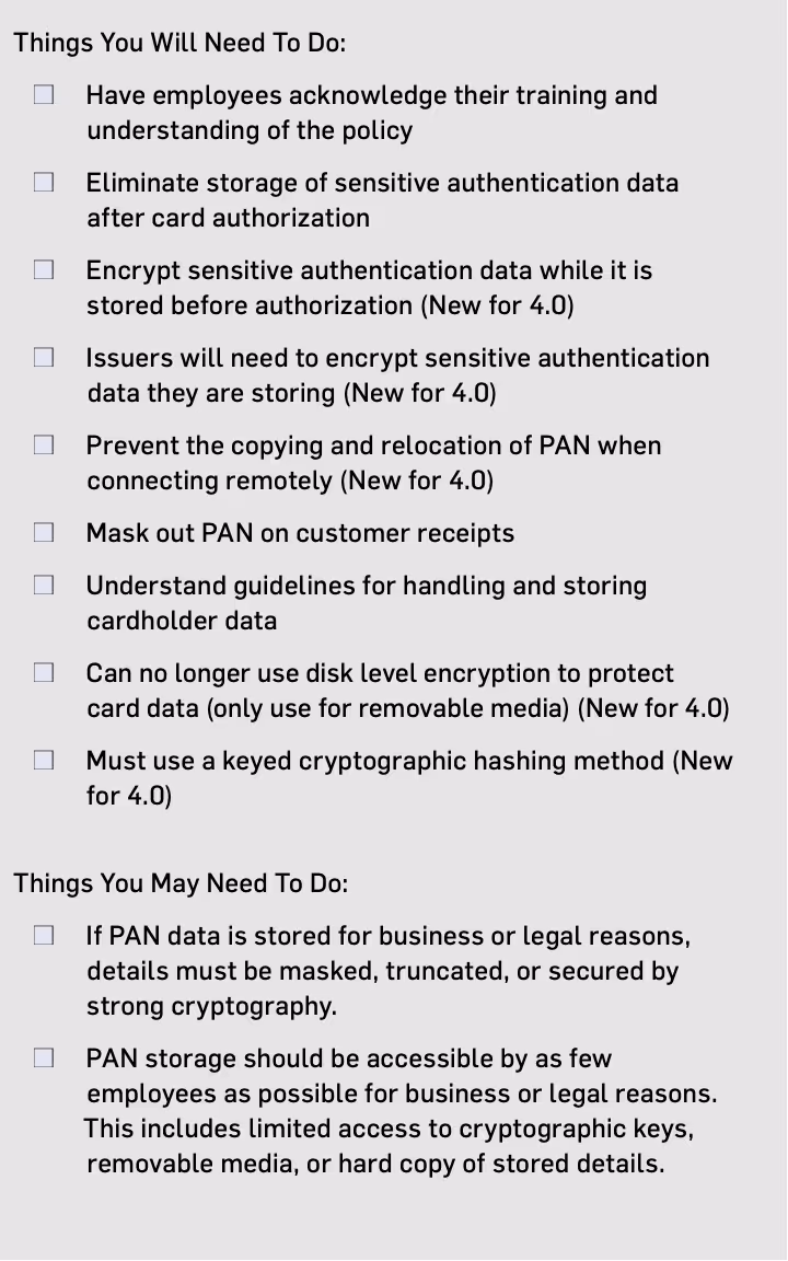 PCI IT Requirement 3 Checklist