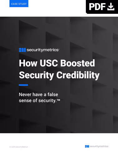 SecurityMetrics case study cover titled How USC Boosted Security Credibility