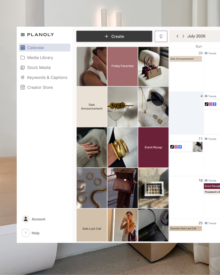 Planoly Social Planner features