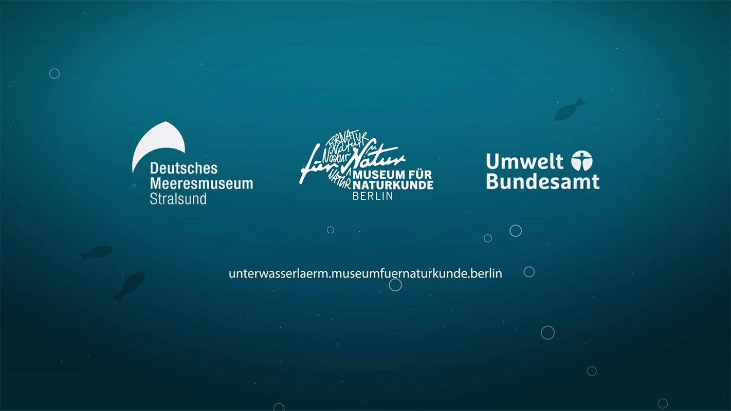 Erklärfilm der Filmproduktion Panda Pictures aus München und Ulm für Deutsches Meeresmuseum. Das Abschlussbild zeigt die Logos des Deutschen Meeresmuseums, Museum für Naturkunde Berlin und Umweltbundesamtes auf einem blauen Hintergrund.