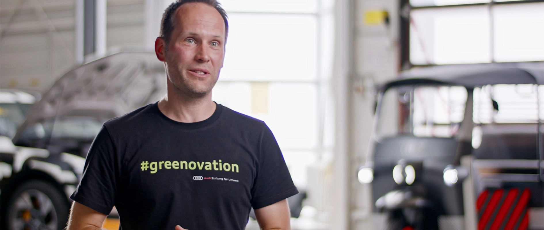 Filmproduktion Panda Pictures aus München und Ulm zum Thema Nunam – the future of mobility. Ein Projektleiter der Audi Stiftung für Umwelt im Interview. Die Kreation des Films transportiert über die Protagonisten die Kernbotschaft #greenovation.