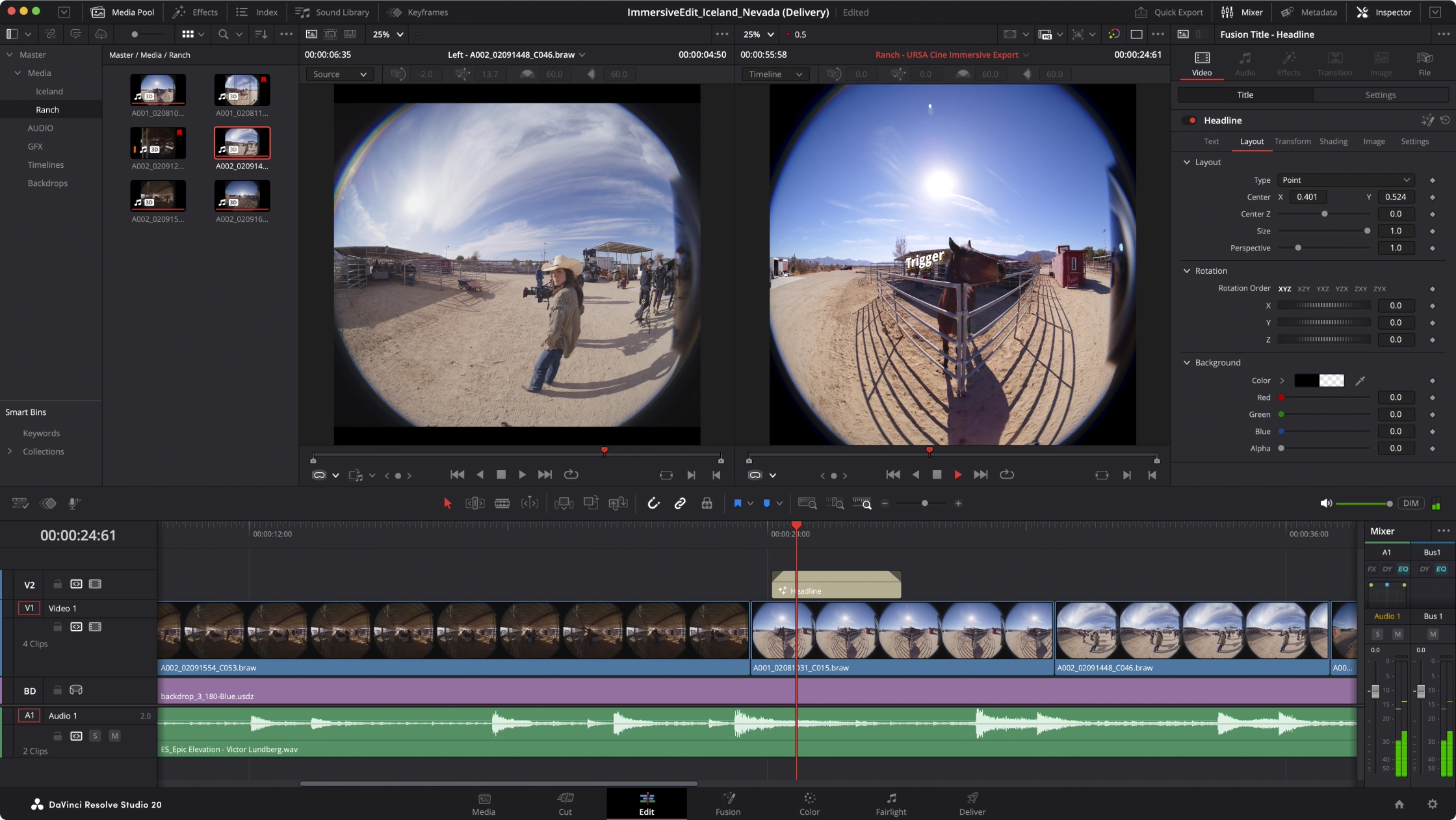 Blog Artikel der Filmproduktion Panda Pictures aus München und Ulm zum Thema Spatial Videos zeigt einen Screenshot des neuen Features Immersive Editing der Software DaVinci Resolve.