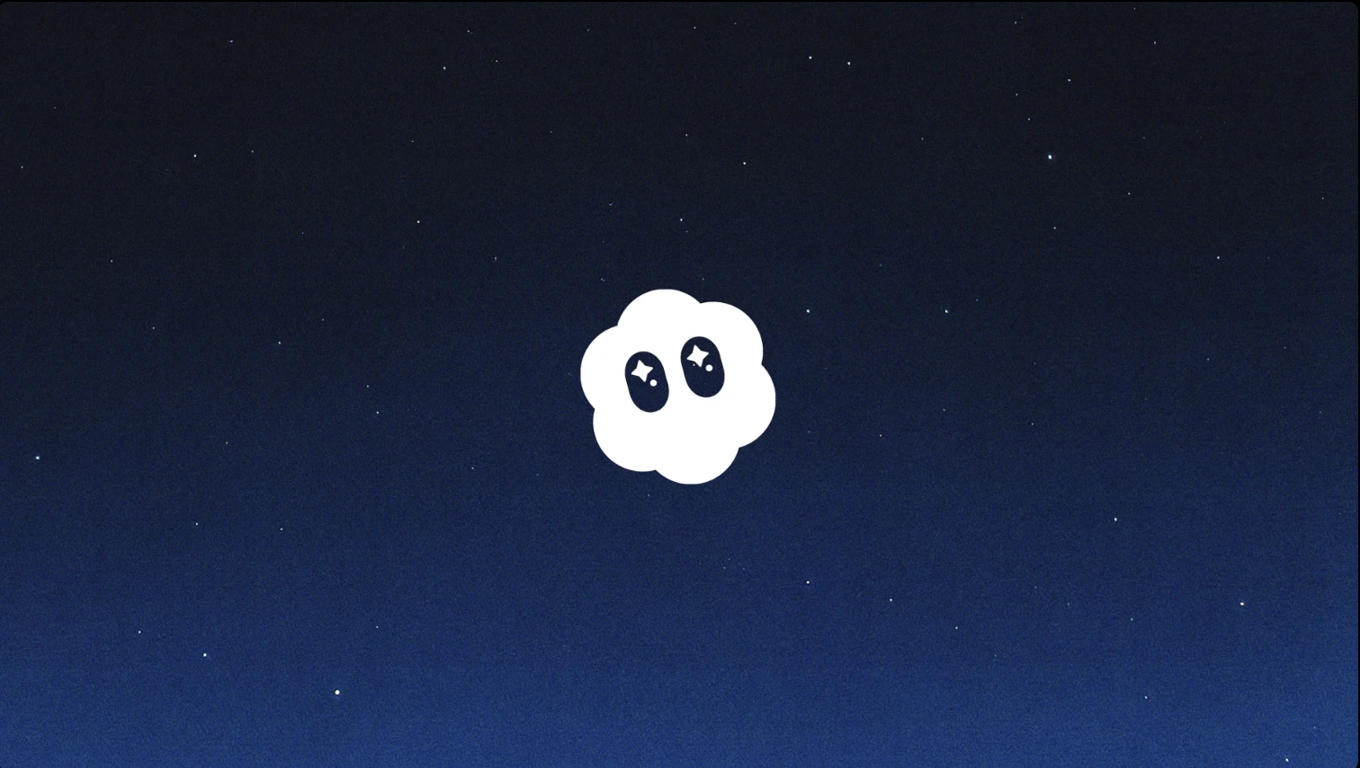 Träumerische nächtliche Szene mit sternenübersätem Himmel in tiefem Blau, in der eine niedliche weiße Wolke mit großen, funkelnden Augen schwebt – ein kreatives Motiv der Panda Pictures Filmproduktion München Ulm Videoproduktion für den neuen Blog Artikel.
