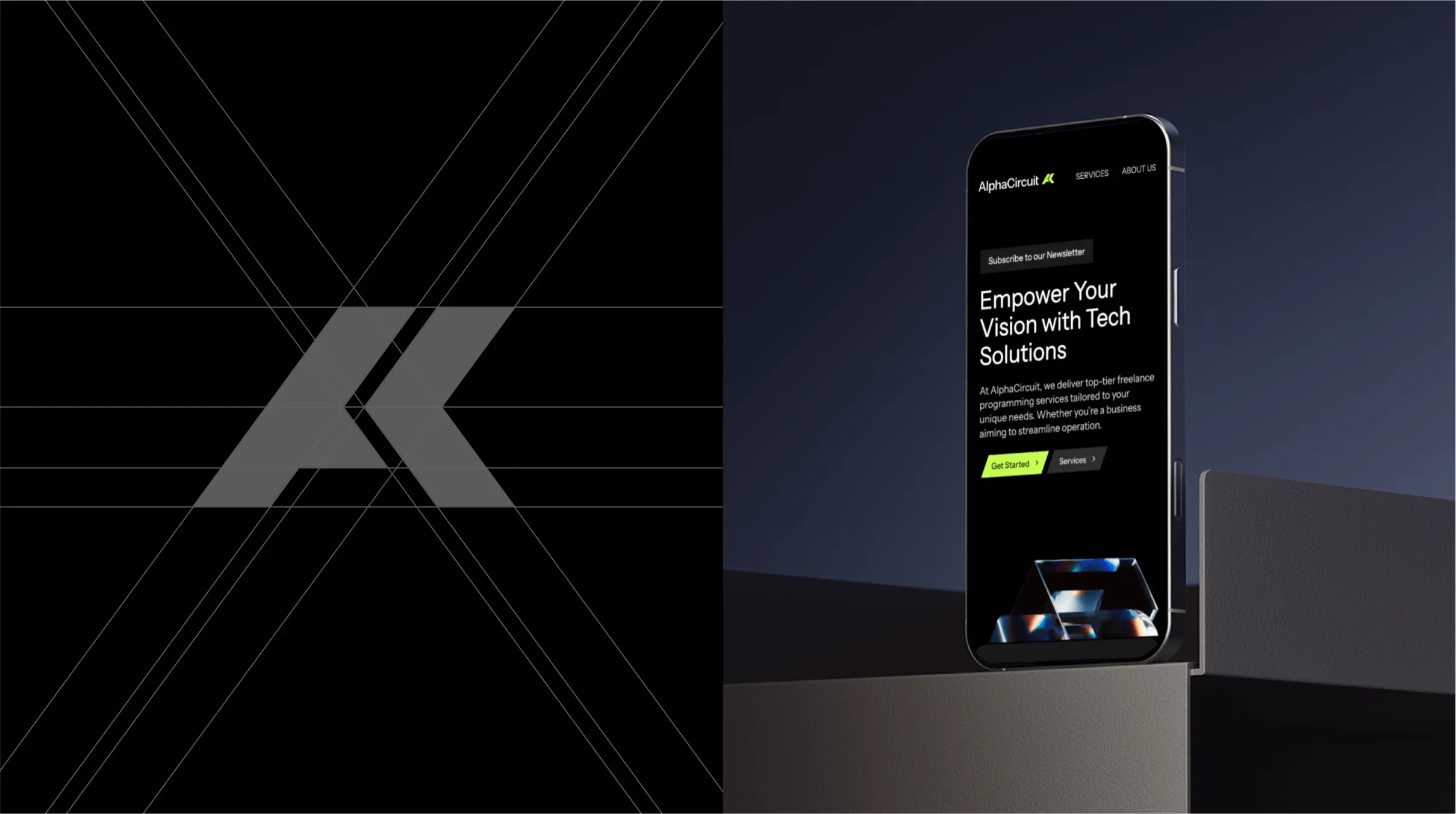 Alphacircuit logo grid and a mobile website