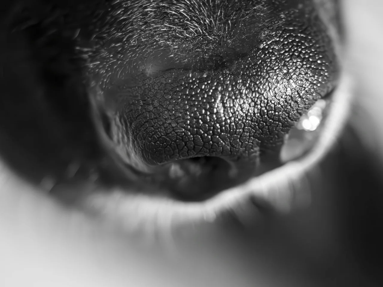 Close-up of a healthy dog's wet nose