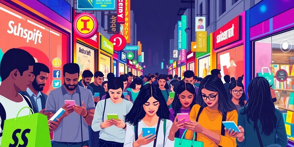 Diverse people using mobile devices in an urban setting.