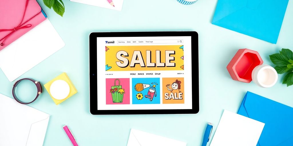Email template displayed on a digital device with stationery.