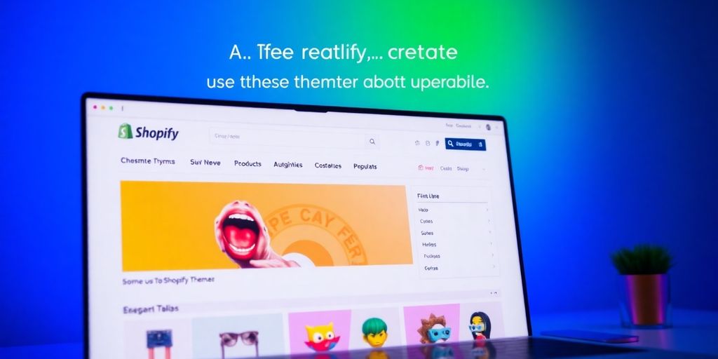 Shopify store interface with vibrant and customizable themes.