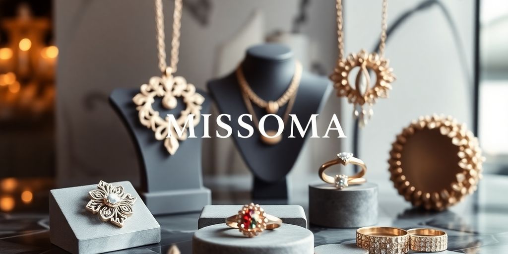 Elegant jewelry pieces from Missoma displayed artistically.